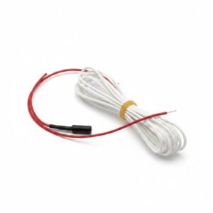 Flexible silicone heating cable coiled with power leads for brooders and incubators.